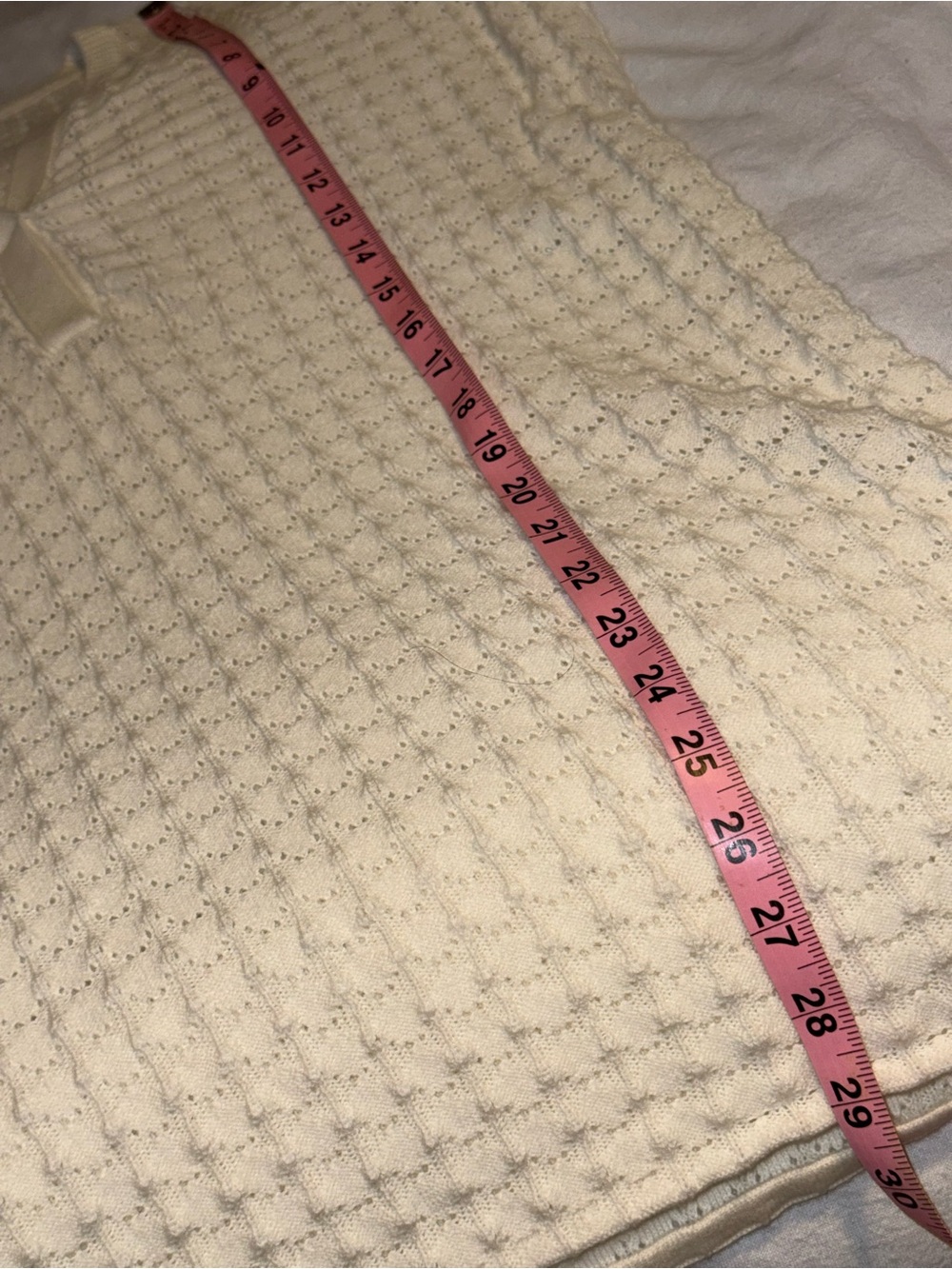CK Cream Knit V-Neck long Sweater - Picture 8 of 9